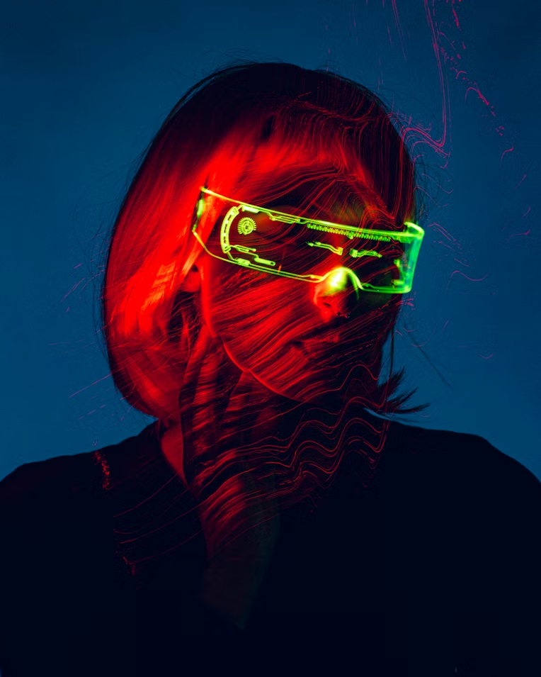 Portrait with neon glasses