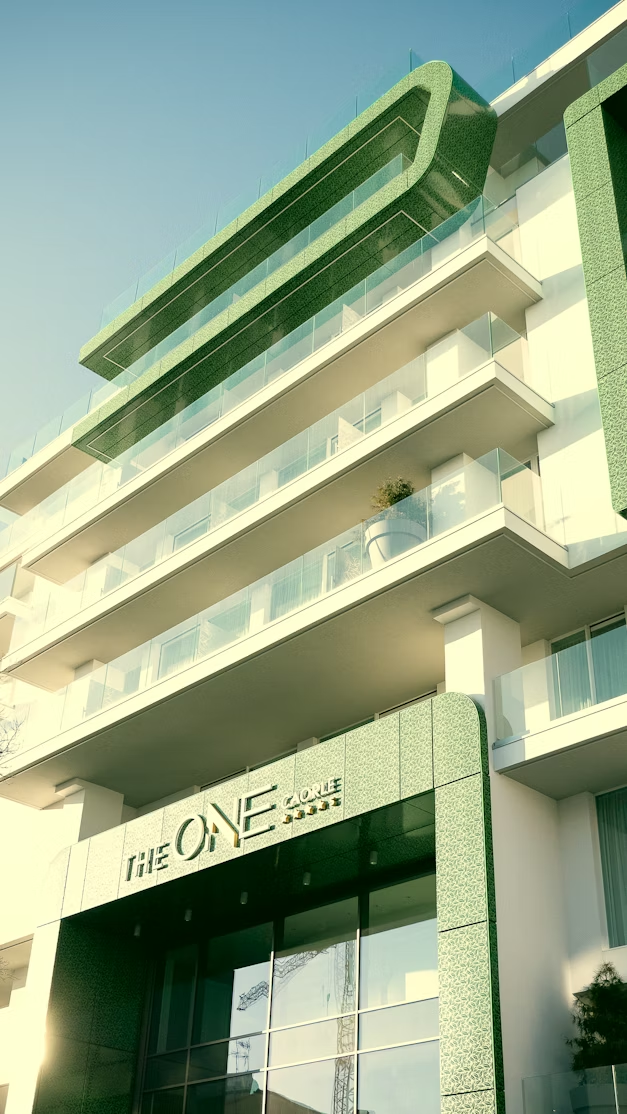 Modern apartment building facade